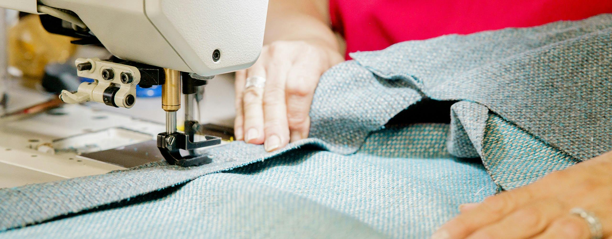 Charter artisan furniture maker sewing fabric